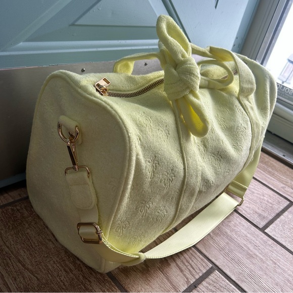 Stoney Clover x Target Yellow Terry Cloth Embossed Palm Tree Duffle Bag Beach - Picture 3 of 11